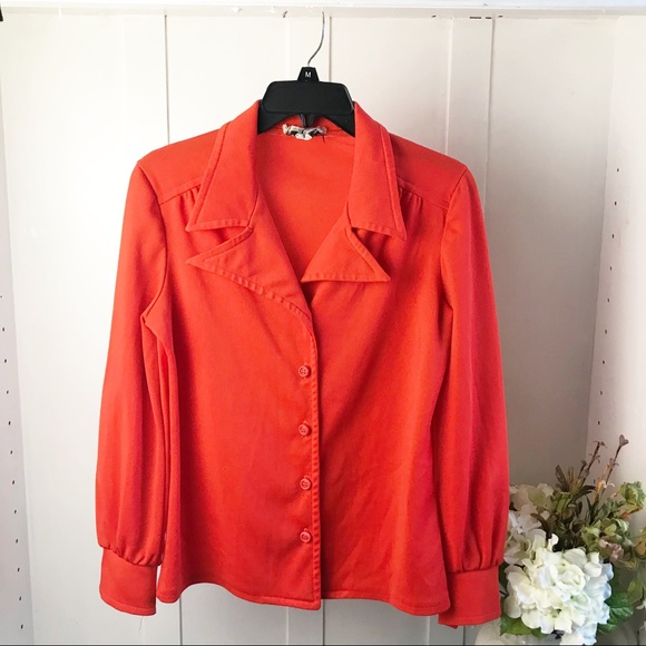- Vintage 1970’s Act III bright red Blouse - Picture 1 of 9